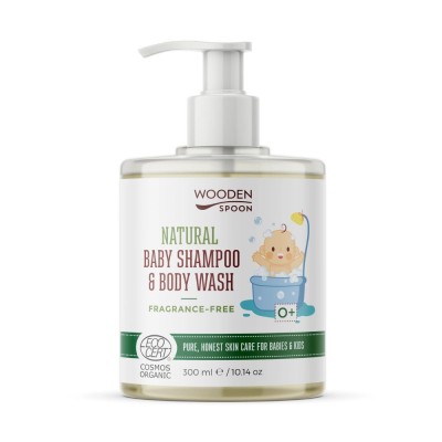 Sampon si gel dus fara parfum pentru copii si bebelusi, bio, 300ml, Wooden Spoon foto