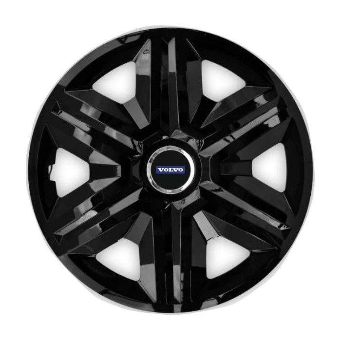 Set 4 capace roti hubcaps fast black R15 Compatibil Cu Volvo