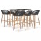 vidaXL Set mobilier de bar, 7 piese, negru și gri 3057478