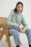 Cumpara ieftin Answear Lab pulover femei, culoarea verde, călduros, cu guler