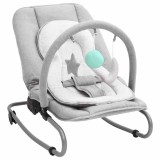vidaXL Balansoar Bebe Gri Deschis, Oțel, Spătar &amp; Suport Ajustabile, Pernuță Inclusă, Ham Siguranță, Jucării, Leagăn Interior