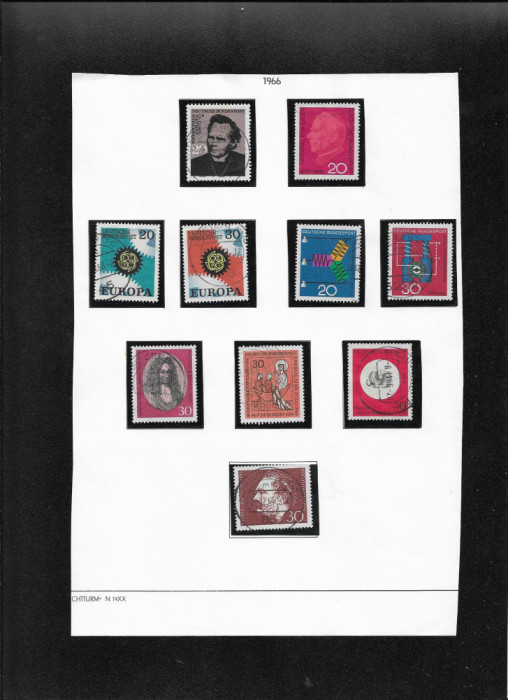 Germania 1966 foaie album cu 10 timbre