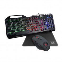 Kit tastatura gaming Tobis Serioux, 104 taste, structura metalica, USB, iluminare RGB, 1000-6400 dpi