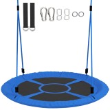 AIYAPLAY Leagăn tip cuib, leagăn pentru 2 copii cu corzi reglabile pe &icirc;nălțime, șezut rotund &Oslash; 80 cm, albastru | Aosom Romania