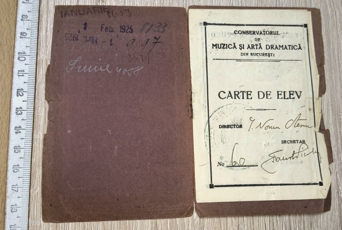 RAR =CARNET ELEV CONSERVATORUL BUCURESTI 1927 -CLASA LUCIA STURDZA BULANDRA