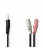 Adaptor audio pentru casti Jack 3.5 mm tata - 2x 3.5 mm mama 0.2m