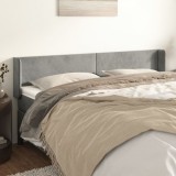 Tablie Pat Gossi Gri Deschis Catifea 203x16x88 cm cu Aripioare | Tăblie Fixare Cadru Pat | Suport Spate Dormitor
