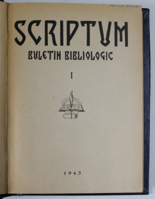 SCRIPTUM , BULETIN BIBLIOLOGIC , NR. 1 , 1943 foto