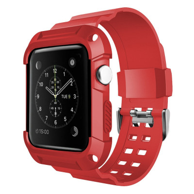 Husa Protectie Ceas OEM Tough pentru Apple Watch Series 1 / 2 / 3 38 mm, TPU - Plastic, Rosie foto