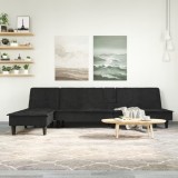 Gossi canapea in forma de l negru 255x140x70 cm catifea