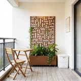 Trennwand Bernalda mit Blumenkasten Stahl 186x120x40 cm Braun [casa.pro]