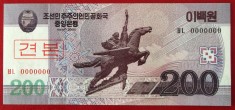 COREEA DE NORD North Korea 200 Won 2008 Specimen UNC necirculata **