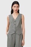 AllSaints vestă AVERIE culoarea gri, un singur rand de nasturi, W044QC