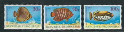 INDONEZIA 1972-FAUNA marina PESTI-Serie completa de 3 timbre nestampilate foto