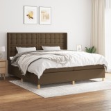 Cumpara ieftin Pat box spring cu saltea, maro &icirc;nchis, 200x200 cm, textil