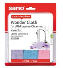 Lavete Universale Microfibra - Sano Wonder Cloth for All-Purpose Cleaning Microfiber, 3 buc foto