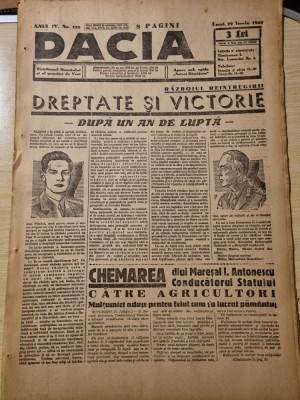 dacia 22 iunie 1942-1 an de la inceputul razboiului de reintregire,m. antonescu foto