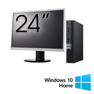 Pachet Calculator Refurbished DELL OptiPlex 7060 Mini PC, Intel Core i5-8500T 2.10 - 3.50GHz, 8GB DDR4, 256GB SSD + Monitor 24 Inch + Windows 10 Home foto