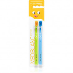 MEDIBLANC KIDS & JUNIOR Ultra Soft periuta de dinti pentru copii ultra moale Green, Blue 2 buc
