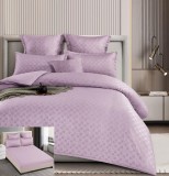 Cumpara ieftin Lenjerie Pat Finet Cu Carouri Lulina Fl017, Bumbac, 4 Piese, Cu Elastic, Lila