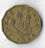 Moneda 3 pence 1944 - Marea Britanie
