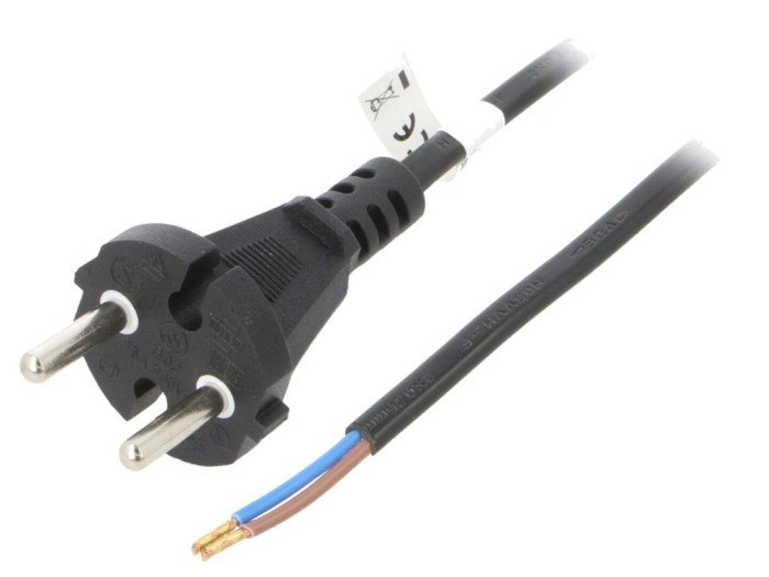 Cablu alimentare 10m, negru, 16A