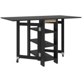 HOMCOM Masă pentru bucătărie masă de dining pliabilă detașabilă 3 etajere 2 blaturi rabatabile design modern 120 x 60 x 75 cm negru | Aosom Romania
