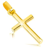 Pandantiv din aur galben de 9K - cruce latină mică, suprafață netedă lucioasă
