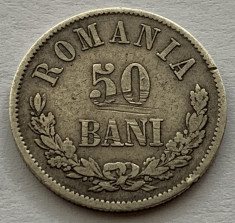 50 Bani 1873 Argint, Romania, VF foto