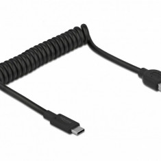 Cablu USB 3.1-A la USB-C T-T spiralat 30-120cm Negru, Delock 85349