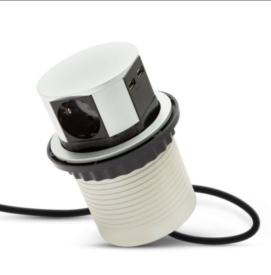 Bloc multipriza incorporabil, 3 prize + USB foto