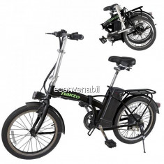 Bicicleta Electrica Pliabila 20 Inch 250W 36V Negru cu Verde Nakto foto