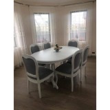 Set Dining Extensibil: Masa Fag 160/280cm + 6 Scaune Tapitate - Elegant si Rafinat