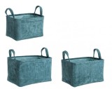 Cumpara ieftin Set 3 cosuri textil albastru 30x20x18 cm, 34x23x20 cm, 38x26x22 cm