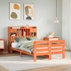 VidaXL Pat cu bibliotecă fără saltea maro 135x190 cm lemn masiv de pin 3309988