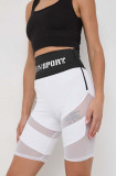 Cumpara ieftin PLEIN SPORT pantaloni scurti femei, culoarea alb, neted, high waist