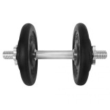 Gantera 14 kg, set 4 discuri, argintiu/negru, din otel, 35x22x22 cm, DHS