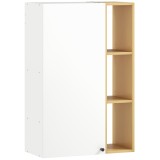 HOMCOM Dulap de Baie Suspendat cu Uși Soft Close, Dulap de Baie Suspendat cu Rafturi Reglabile și 3 Rafturi Deschise, 59.5x30x90 cm, Alb și Culoare Le