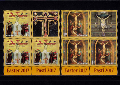 RO 2017 , LP 2137e ,&amp;quot;Sfintele Pasti 2017&amp;quot; - serie bloc 3 + 1 vinieta + tabs ,MNH foto