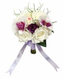 Buchet mediu personalizabil cu trandafiri si orhidee (Alb, Violet), Eventissimi&reg;