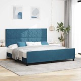vidaXL Pat cu arcuri cu headboard Albastru &icirc;nchis 200 x 200 cm Catifea 3345033