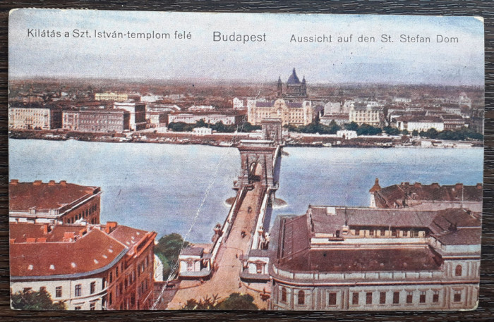 (221) CARTE POSTALA UNGARIA - BUDAPESTA - VEDERE DE SUS A DOMULUI SF. STEFAN