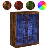 Servanta cu lumini LED, stejar fumuriu, 81x37x100 cm, DKD Home Decor