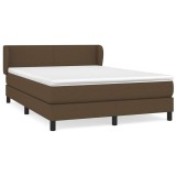 Cumpara ieftin Pat continental cu saltea, maro inchis, 140x200 cm, textil