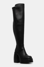Buffalo cizme Heart Stretch Boot femei, culoarea negru, cu toc drept, 1220062-BLK
