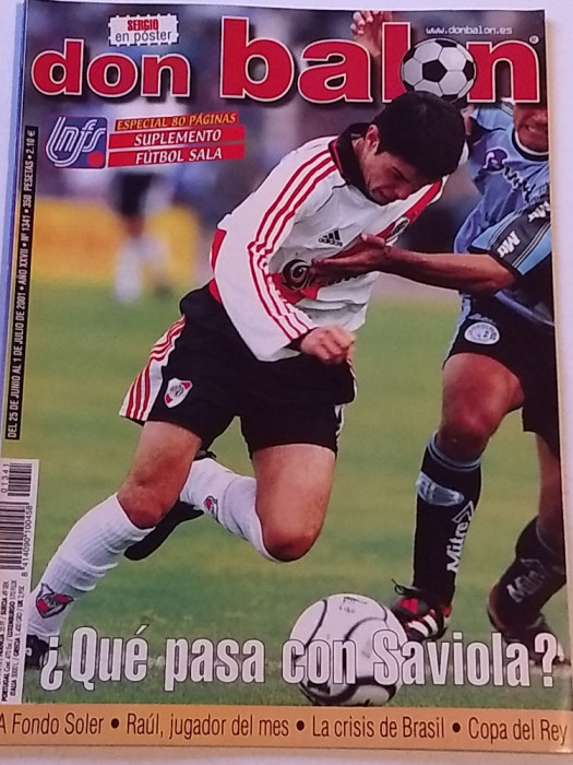 Revista fotbal - &quot;DON BALON&quot; (25.06.-01.07.2001) poster jucatorul SERGIO