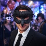 Masca de Carnaval cu Model Pasare, Neagra, pentru Barbati, CMCLASS