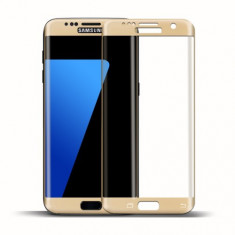 Folie Sticla Curbata Samsung Galaxy S7 Edge Full Face Gold foto