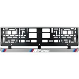 Set 2 bucati, suport numar inmatriculare argintiu MPower