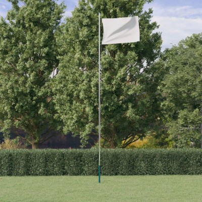 St&amp;acirc;lp de steag telescopic, argintiu, 6,23 m, aluminiu foto